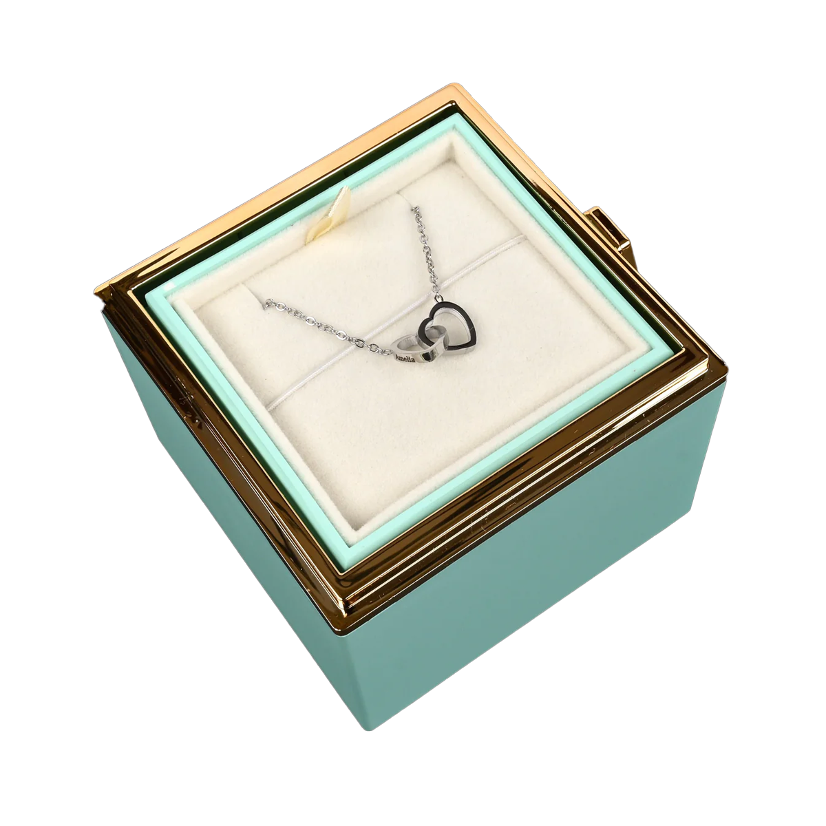 Rosenbox mit gravierter Halskette